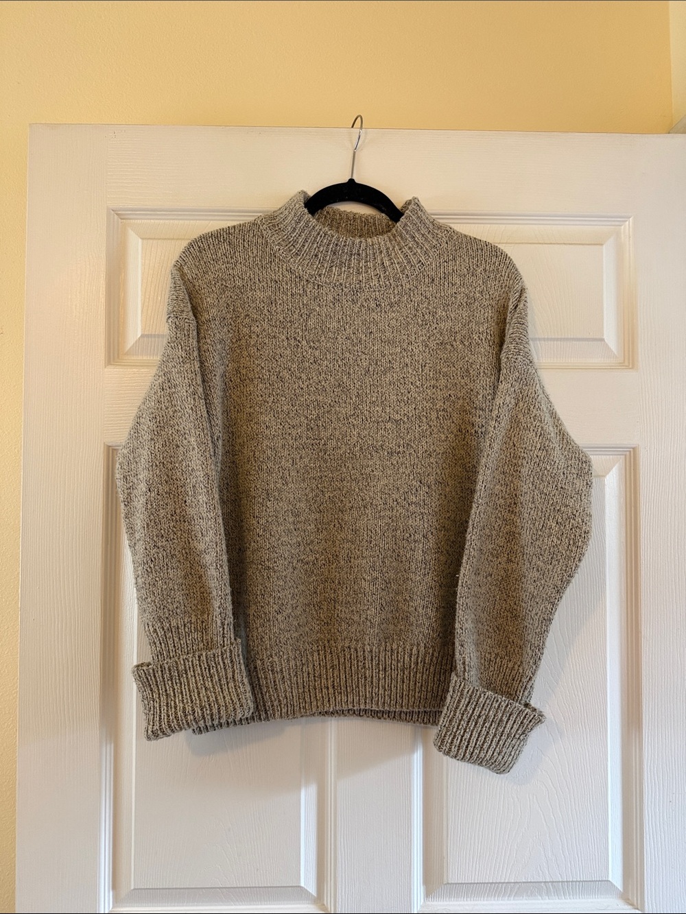 Mock Neck Knit Sweater - Grey/Taupe